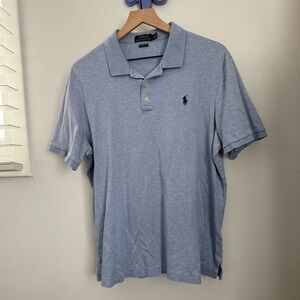 Polo Ralph Lauren Large Blue Heather Polo Shirt Classic Coastal Preppy